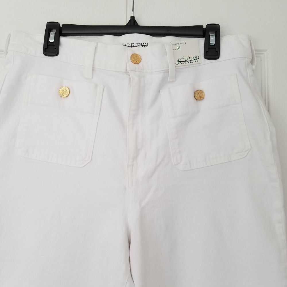 J. Crew Sailor Slim Wide Leg Jeans Womens Size 31 White Ankle NWT $148 BX940 - Picture 2 of 7